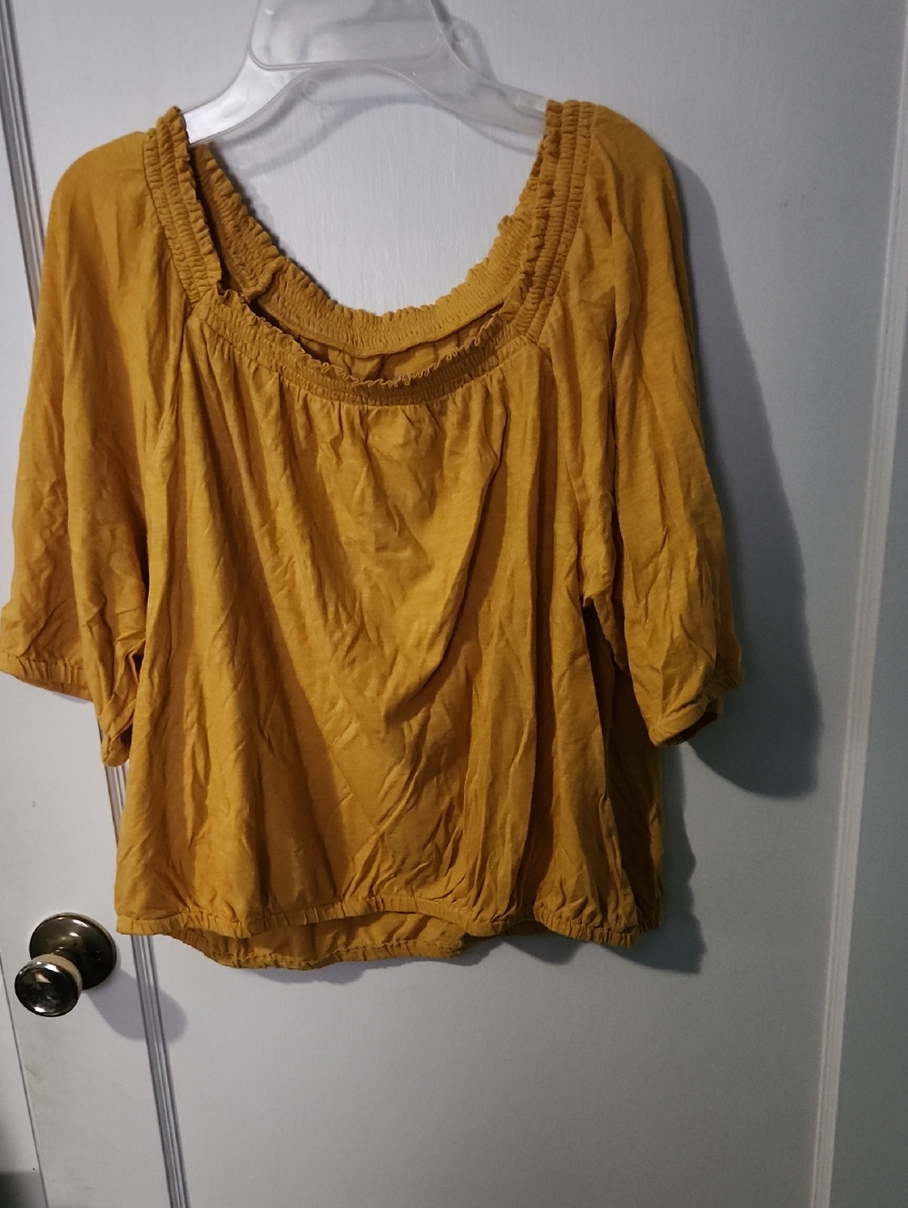 LOF Mustard Yellow Boho Peasant Blouse